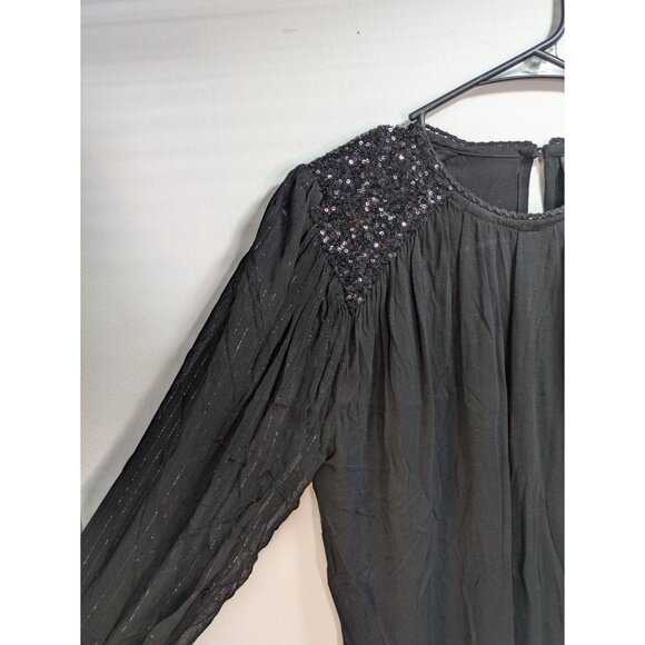 NWT Anthro BLANK BL-NK LONDON SEQUIN EMBELLISHED BLOUSE TOP BLACK Size XS - Picture 10 of 14